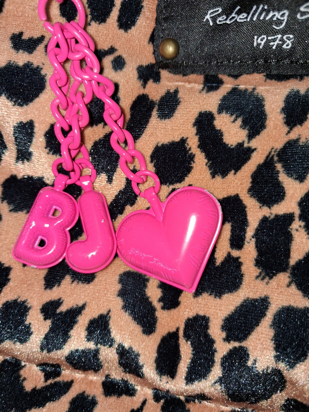 Betsey Johnson Leopard Print Tote with Pink Charm - Picture 2 of 8